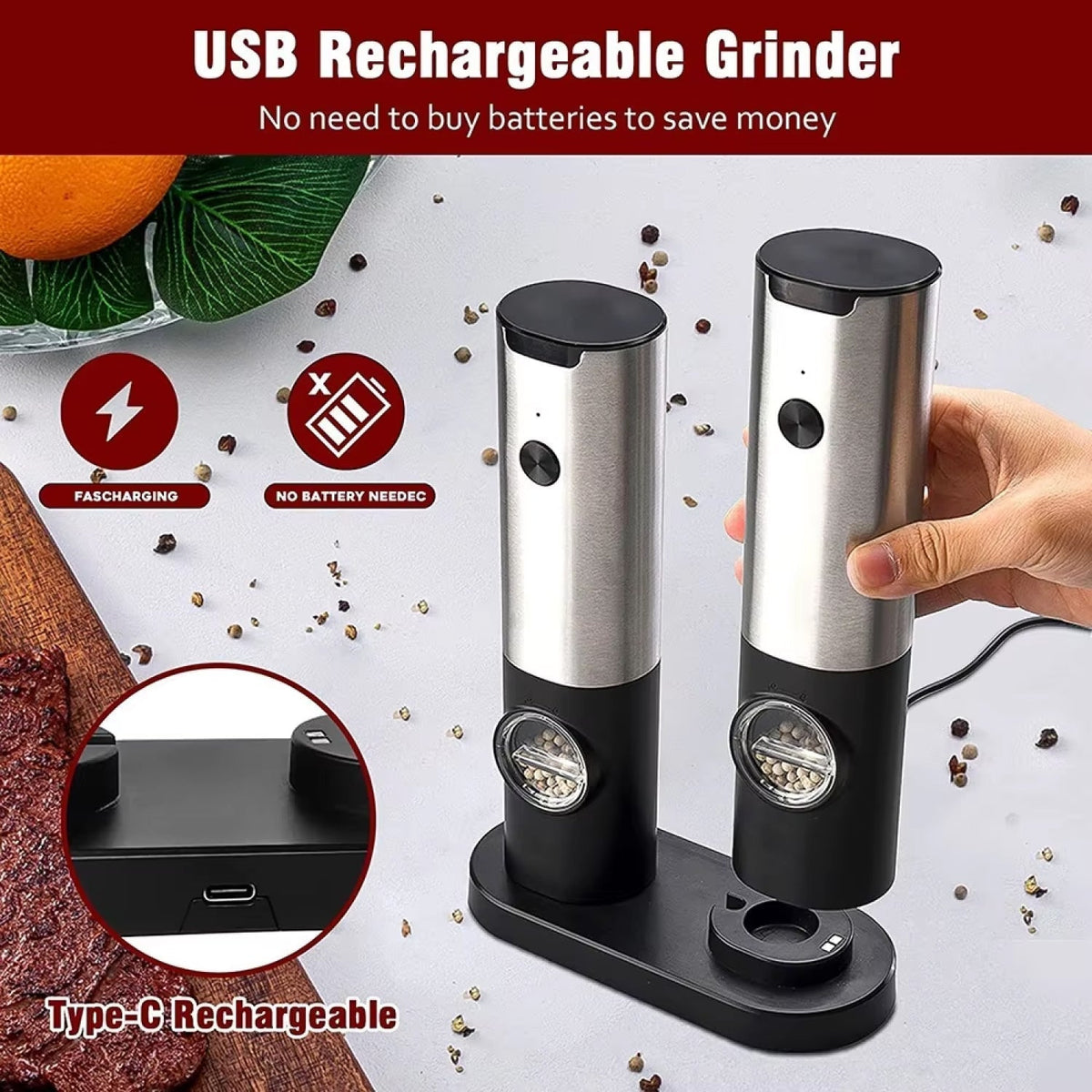 CoFlavet Electric Salt And Pepper Grinder